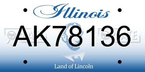 AK78136 Illinois License Plate