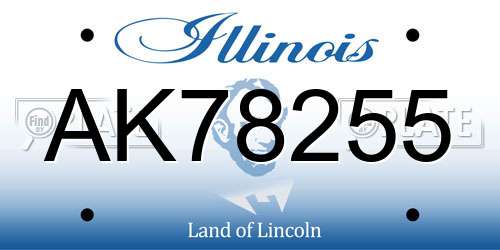 AK78255 Illinois License Plate