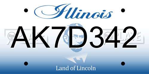AK7D342 Illinois License Plate