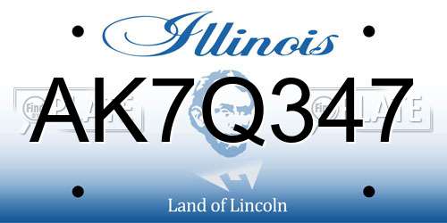 AK7Q347 Illinois License Plate