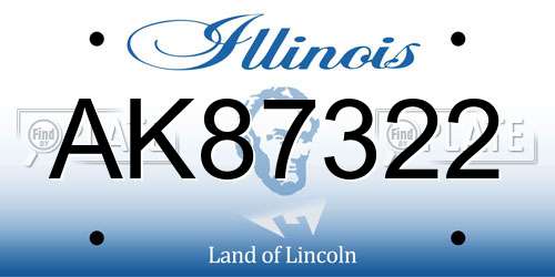 AK87322 Illinois License Plate