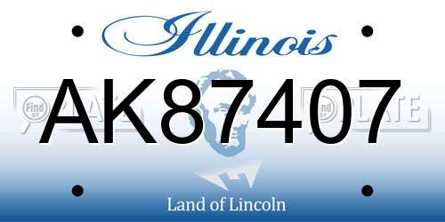 AK87407 Illinois License Plate