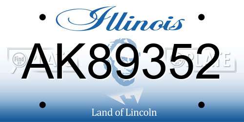 AK89352 Illinois License Plate