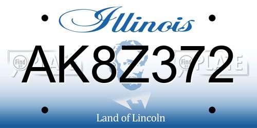AK8Z372 Illinois License Plate