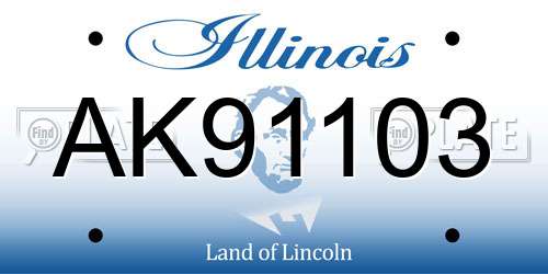 AK91103 Illinois License Plate