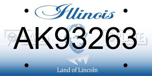 AK93263 Illinois License Plate