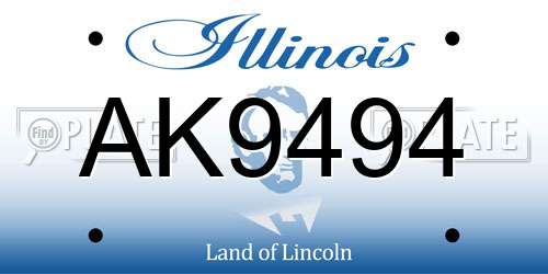 AK9494 Illinois License Plate