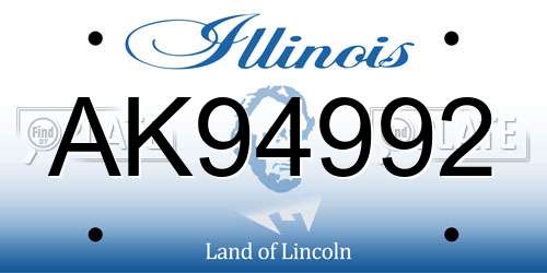 AK94992 Illinois License Plate
