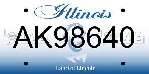 AK98640 Illinois License Plate