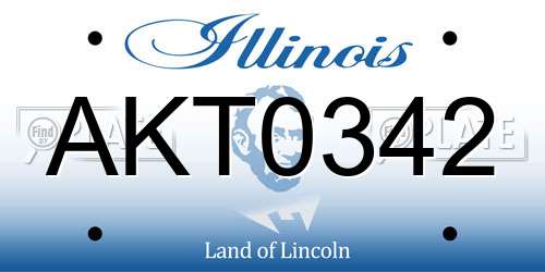 AKT0342 Illinois License Plate