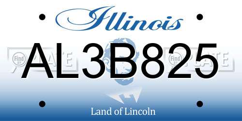 AL3B825 Illinois License Plate