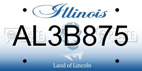 AL3B875 Illinois License Plate