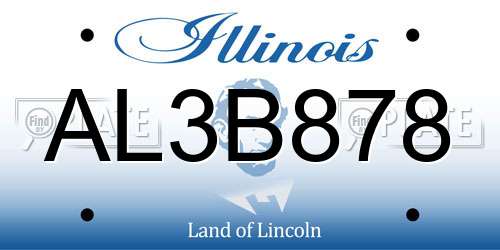 AL3B878 Illinois License Plate