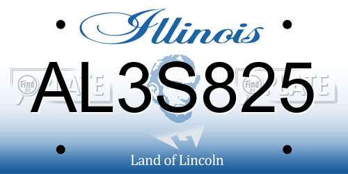 AL3S825 Illinois License Plate
