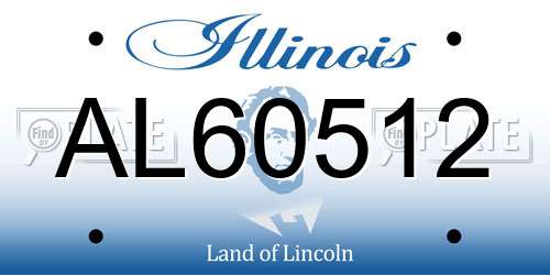 AL60512 Illinois License Plate