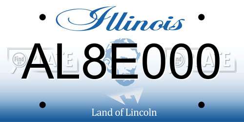 AL8E000 Illinois License Plate