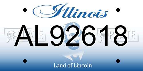 AL92618 Illinois License Plate