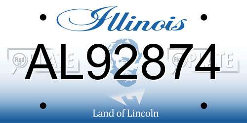 AL92874 Illinois License Plate