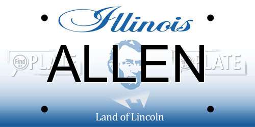 ALLEN Illinois License Plate
