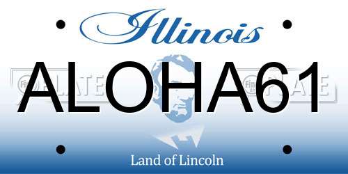 ALOHA61 Illinois License Plate