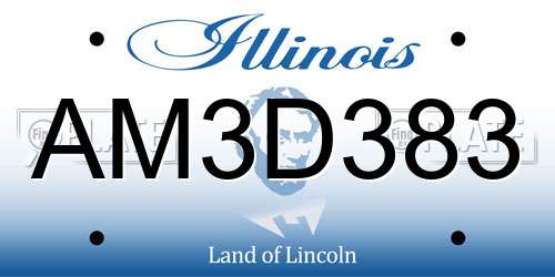 AM3D383 Illinois License Plate