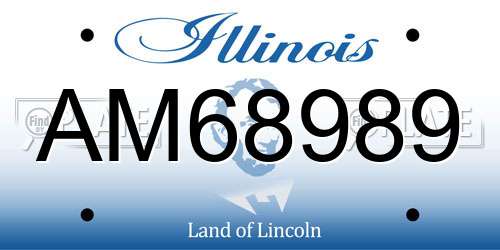 AM68989 Illinois License Plate