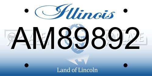 AM89892 Illinois License Plate