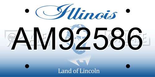 AM92586 Illinois License Plate