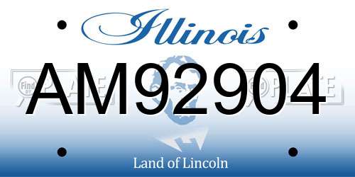AM92904 Illinois License Plate
