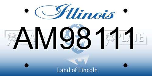 AM98111 Illinois License Plate