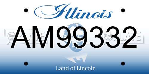 AM99332 Illinois License Plate