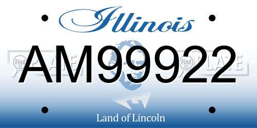AM99922 Illinois License Plate