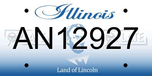 AN12927 Illinois License Plate
