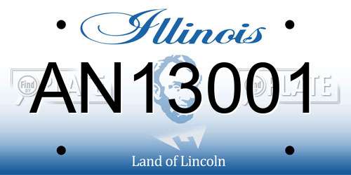 AN13001 Illinois License Plate