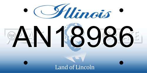 AN18986 Illinois License Plate