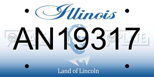 AN19317 Illinois License Plate