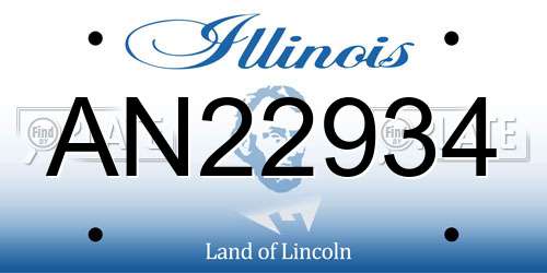 AN22934 Illinois License Plate