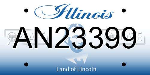AN23399 Illinois License Plate