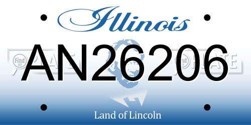 AN26206 Illinois License Plate