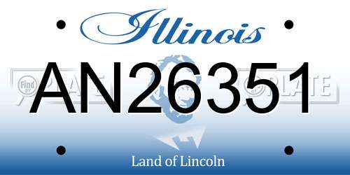 AN26351 Illinois License Plate