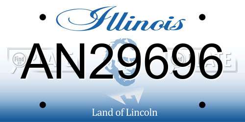 AN29696 Illinois License Plate