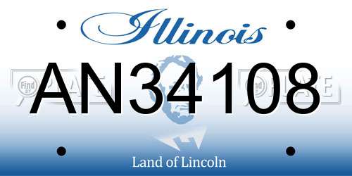 AN34108 Illinois License Plate