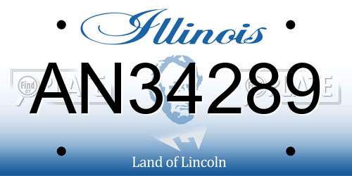 AN34289 Illinois License Plate