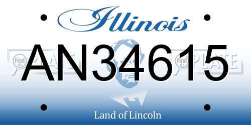 AN34615 Illinois License Plate