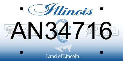 AN34716 Illinois License Plate