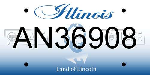 AN36908 Illinois License Plate
