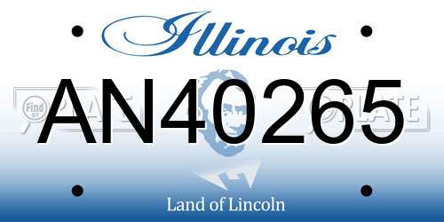AN40265 Illinois License Plate