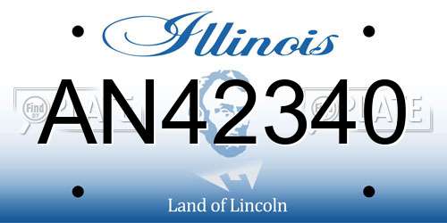 AN42340 Illinois License Plate