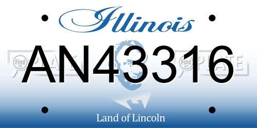 AN43316 Illinois License Plate