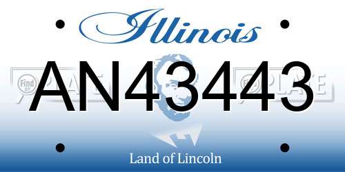 AN43443 Illinois License Plate